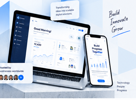 Business website shown on laptop, tablet and phone