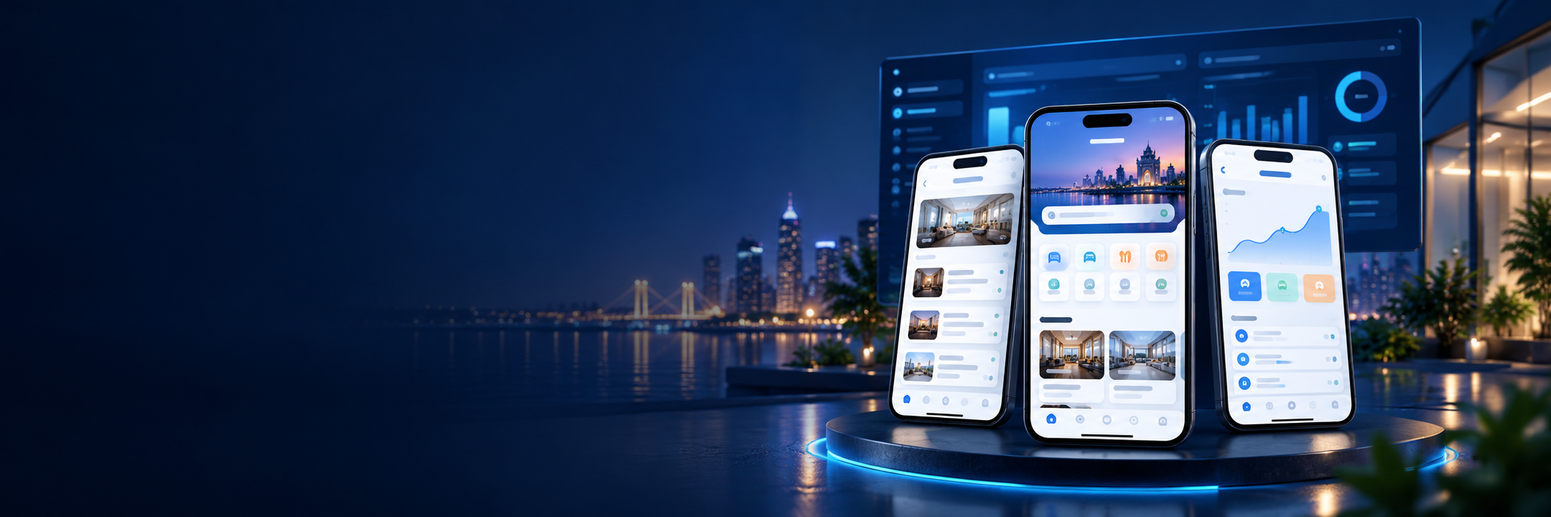 Mobile app screens and admin dashboard for the app development offer